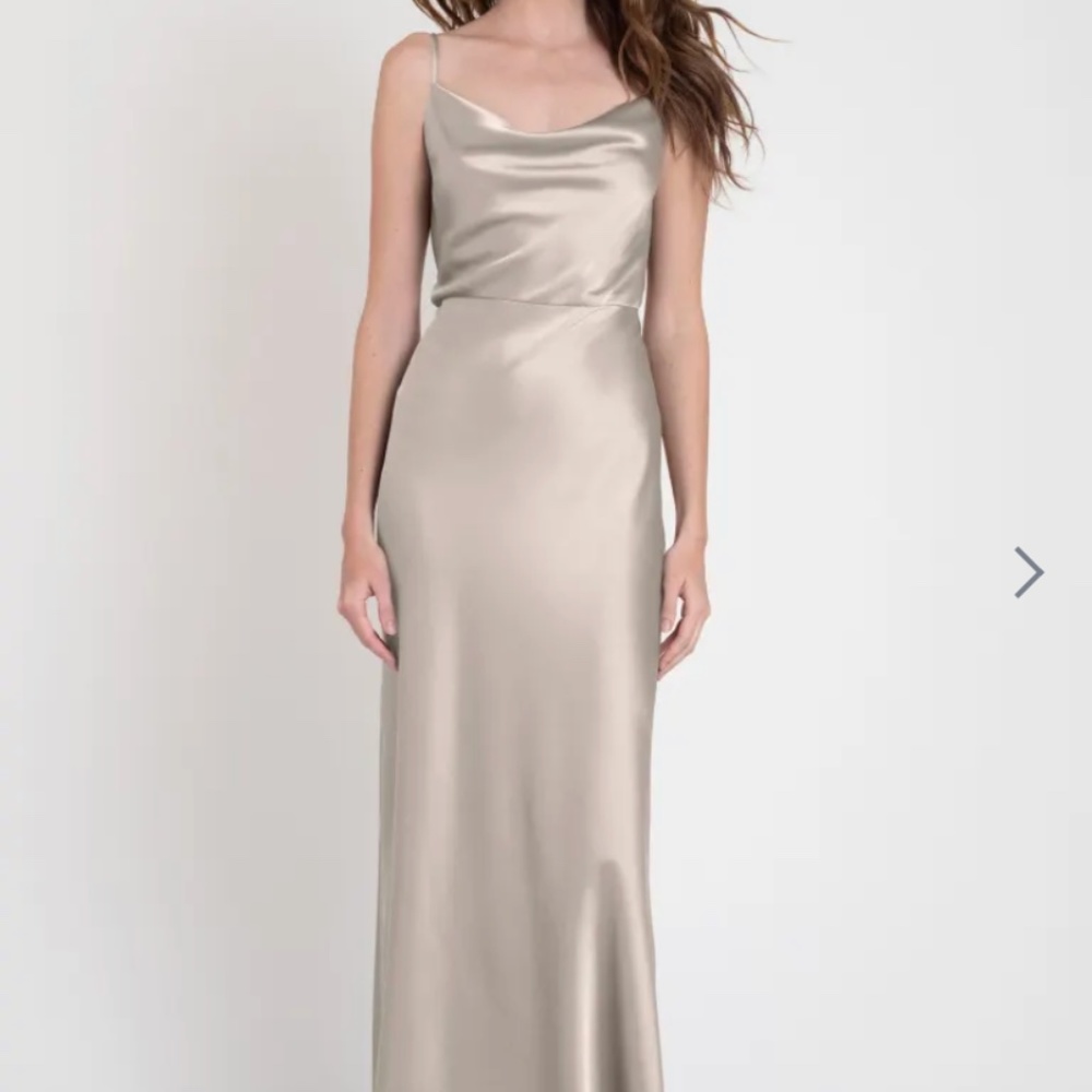 Jenny Yoo Sylvie Dress in Latte Luxe Satin